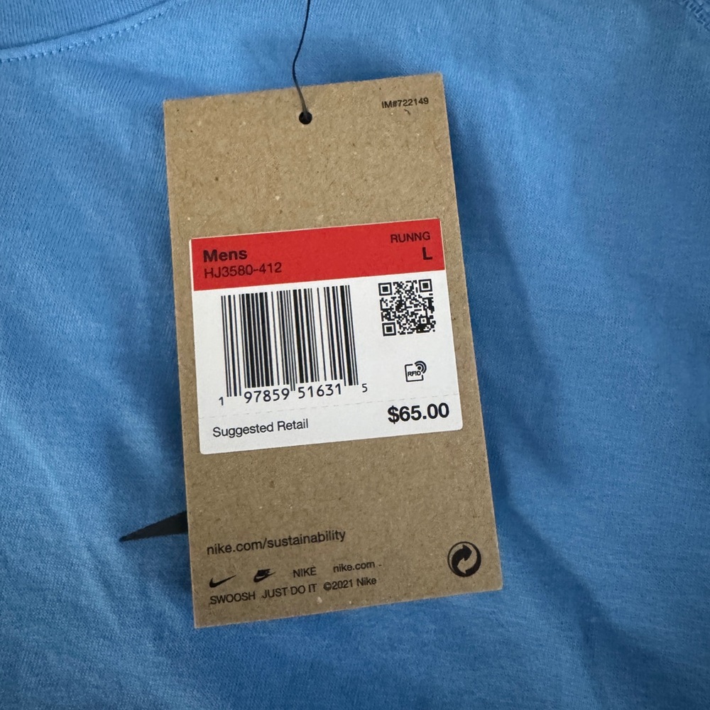 Nike Men's Solar Chase Dri-FIT ADV Short Sleeve Running Shirt color Blue -size L - Picture 4 of 4